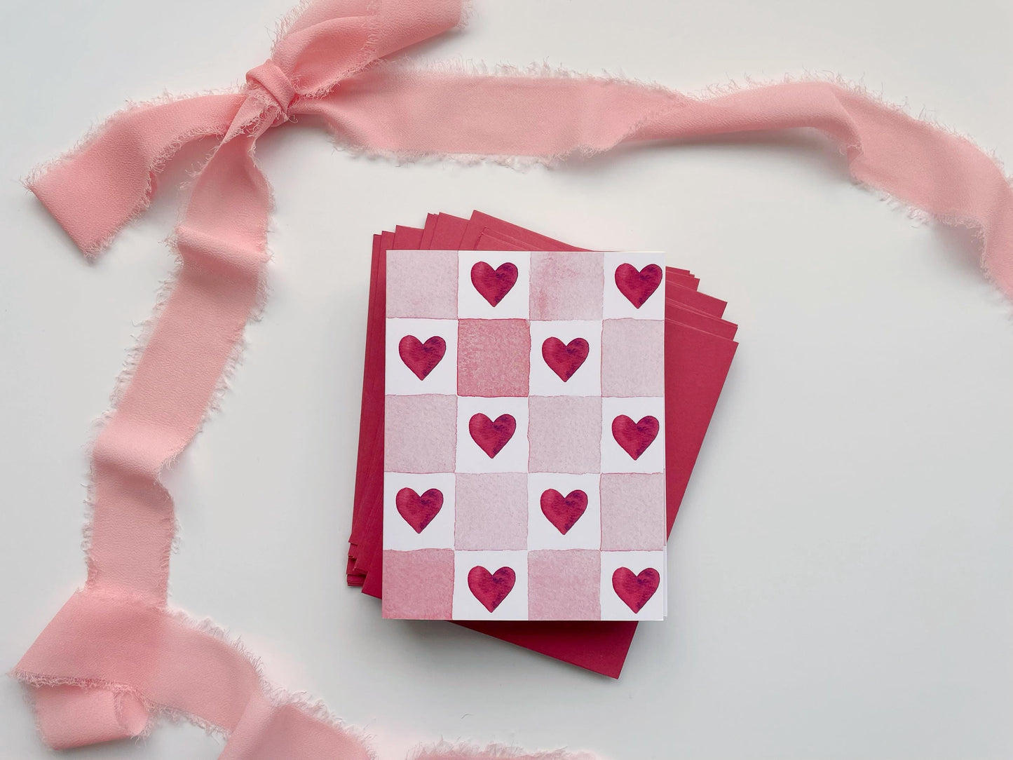 Checkered Hearts Valentine’s Card