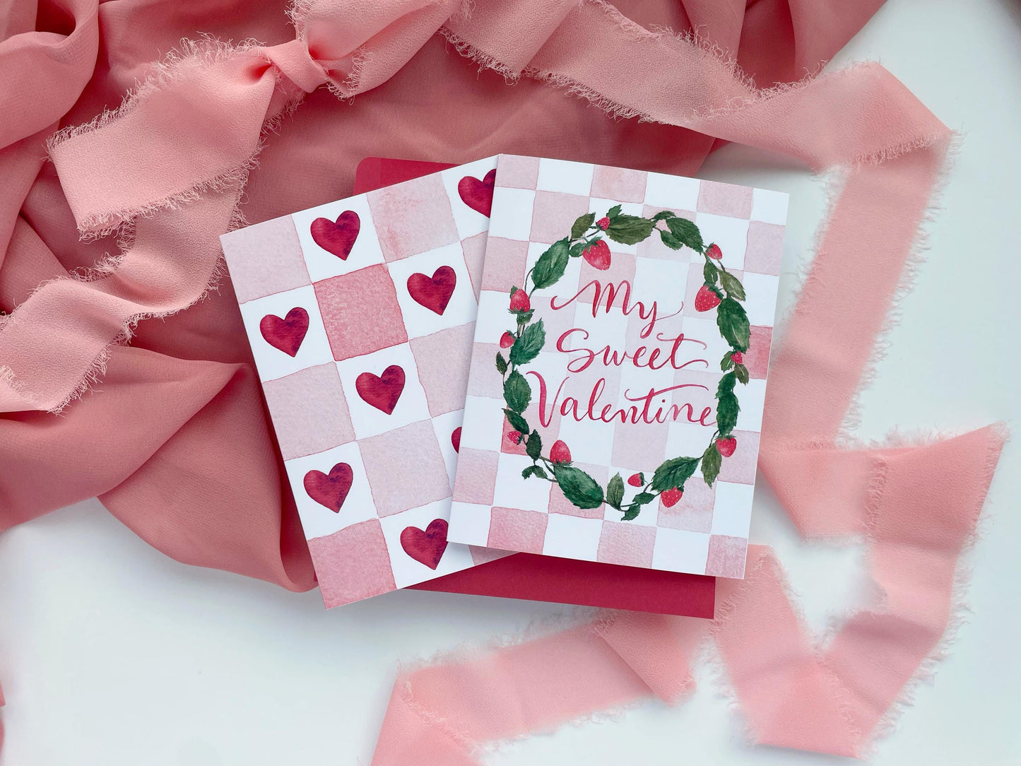 Checkered Hearts Valentine’s Card