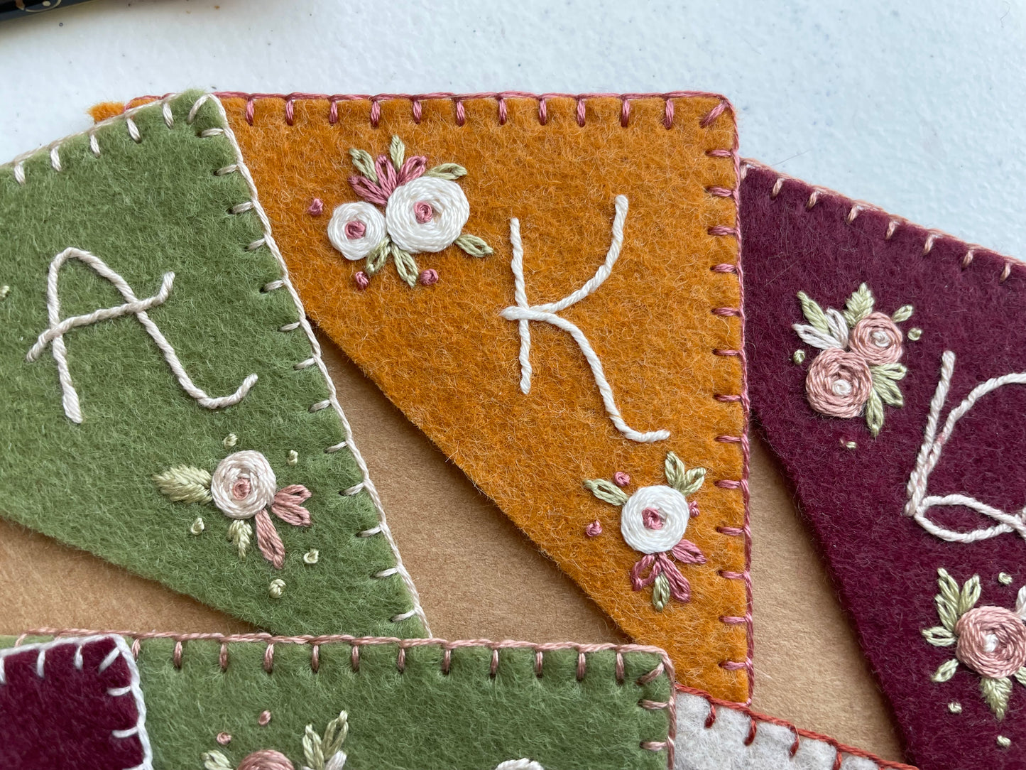 Mustard Embroidered Felt Bookmark
