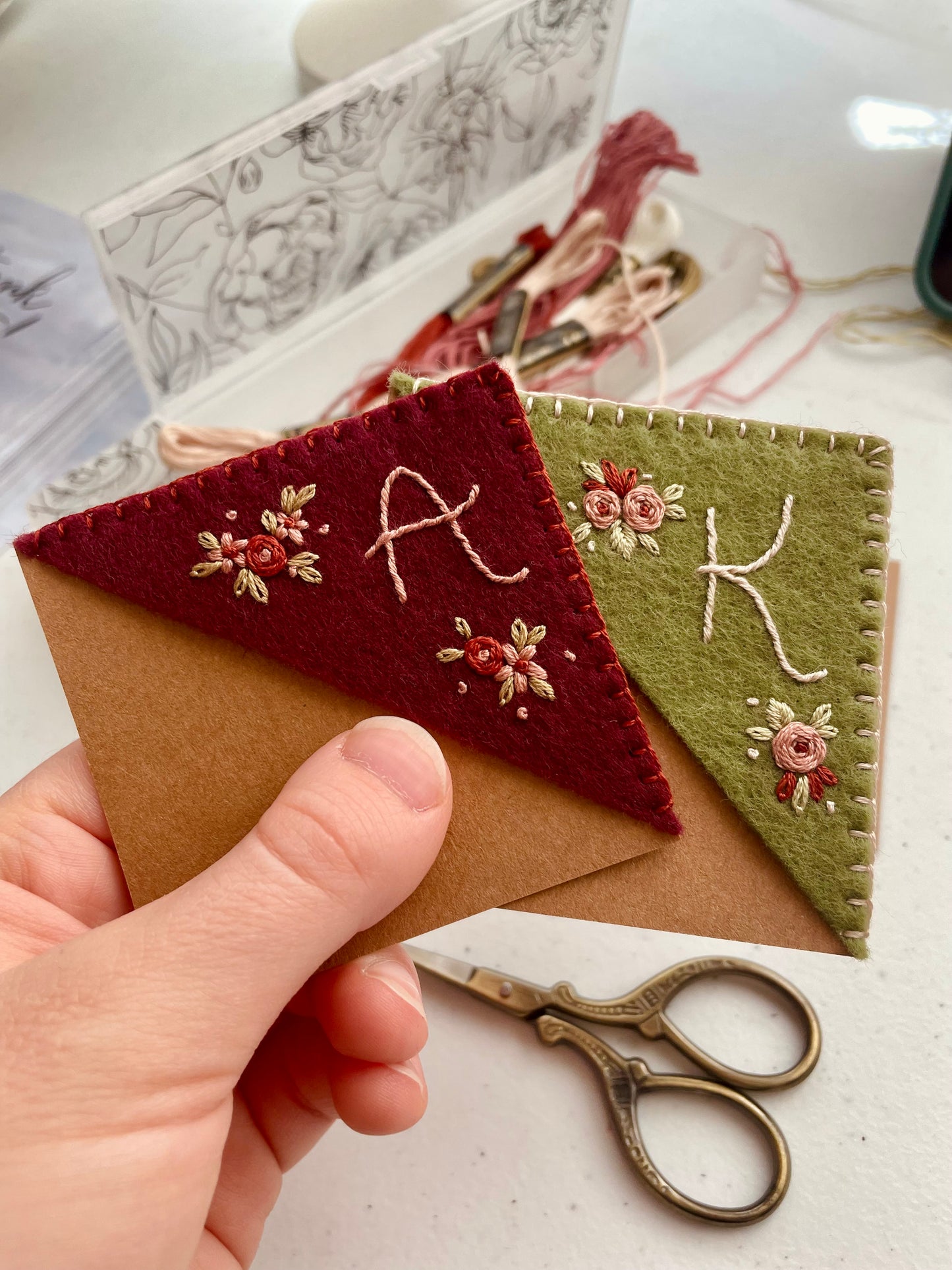 Burgundy Embroidered Felt Bookmark