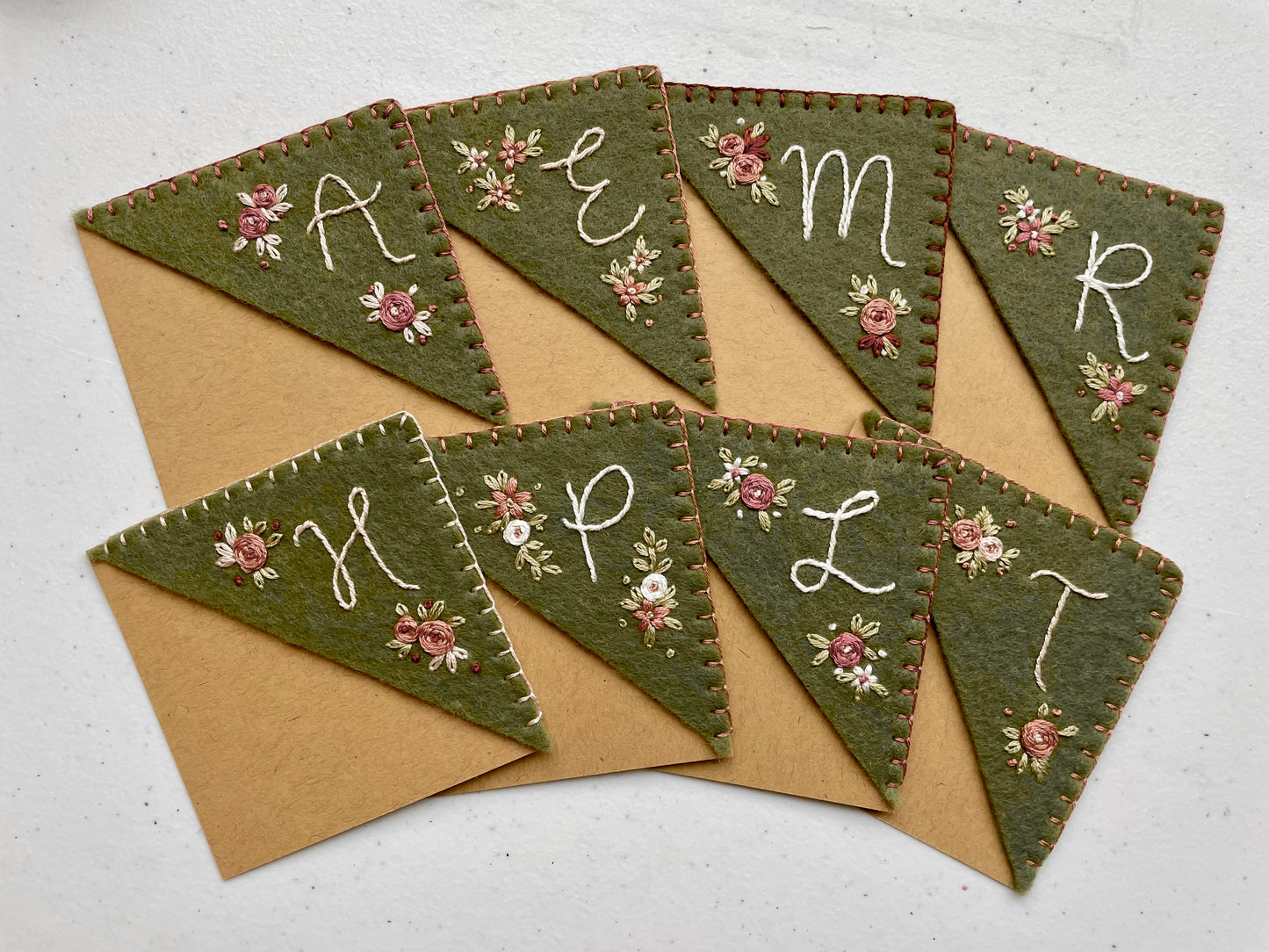 Green Embroidered Felt Bookmark