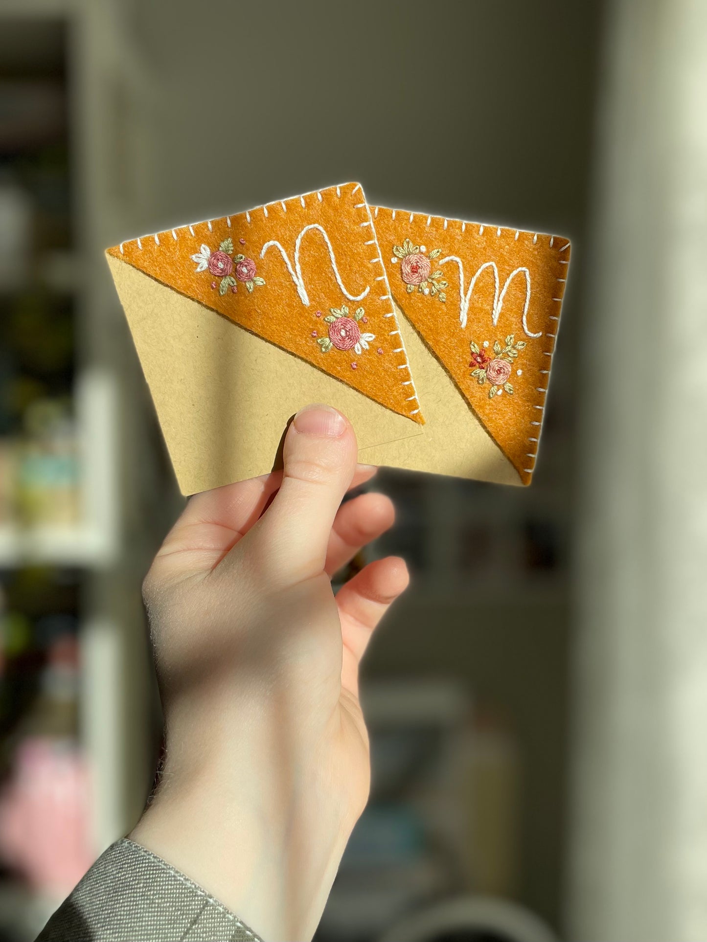 Mustard Embroidered Felt Bookmark