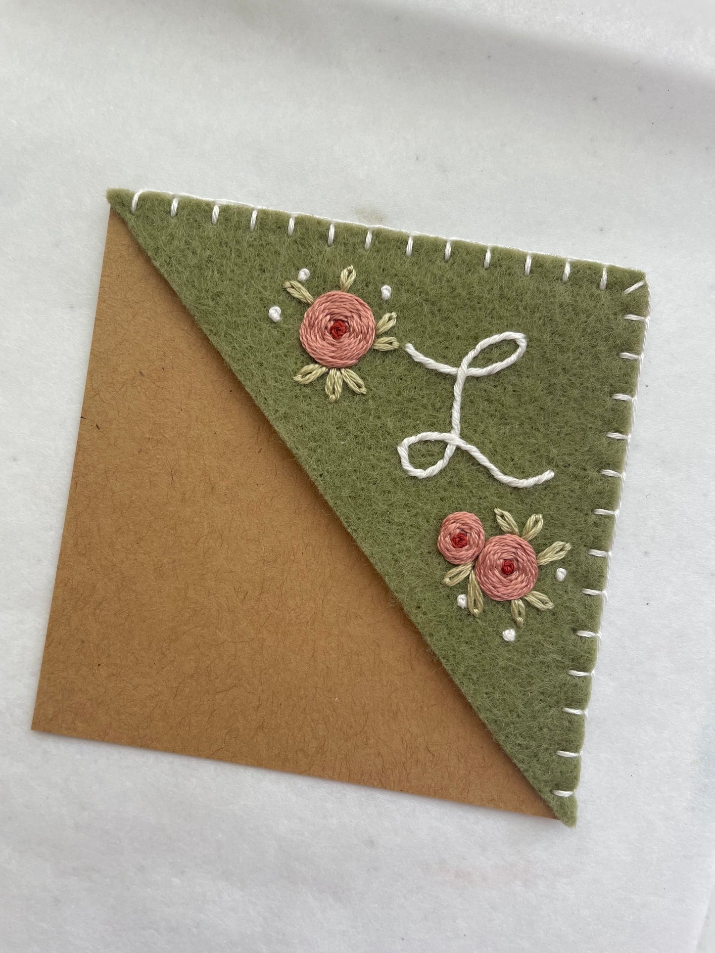Green Embroidered Felt Bookmark