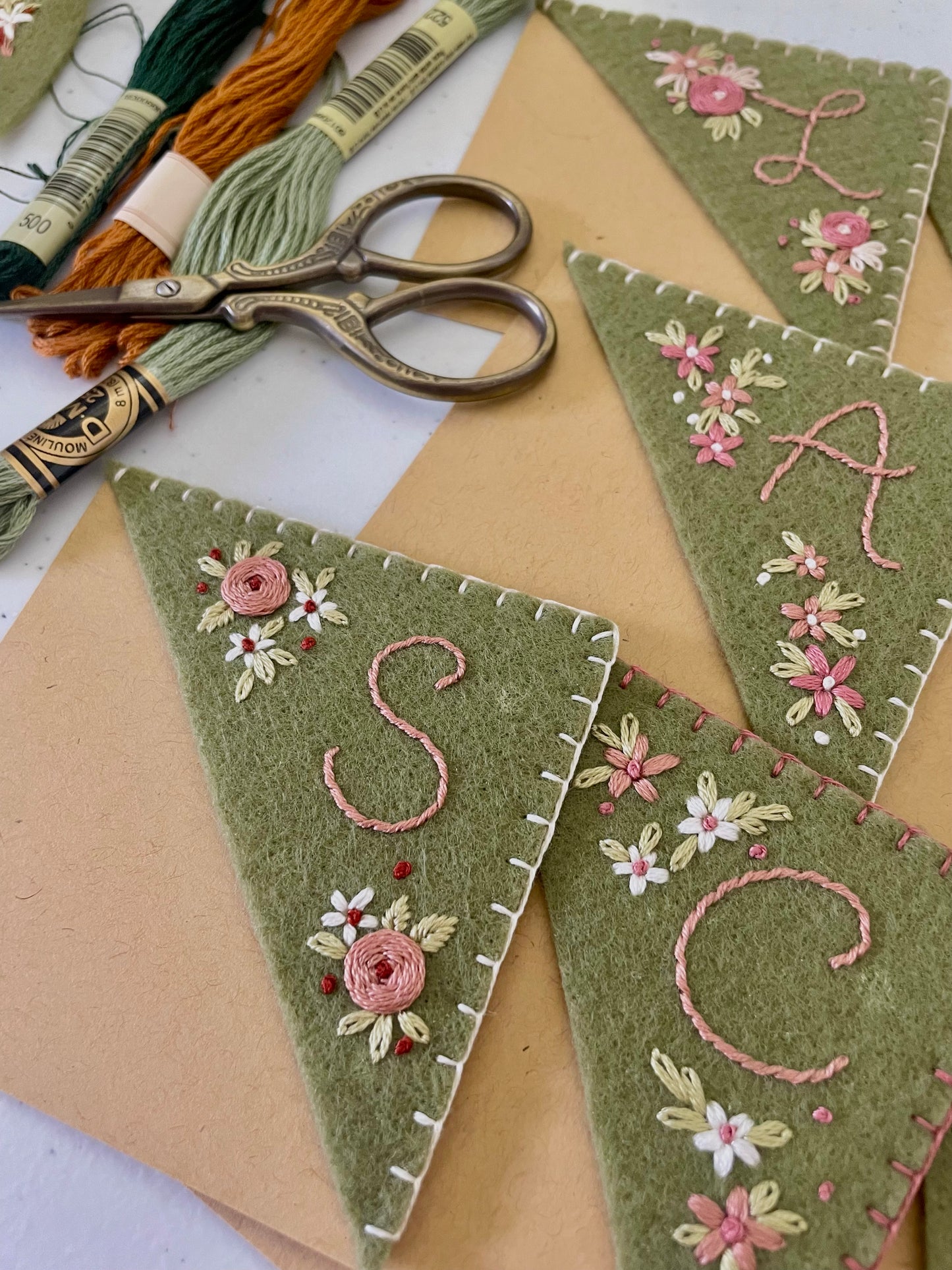 Green Embroidered Felt Bookmark