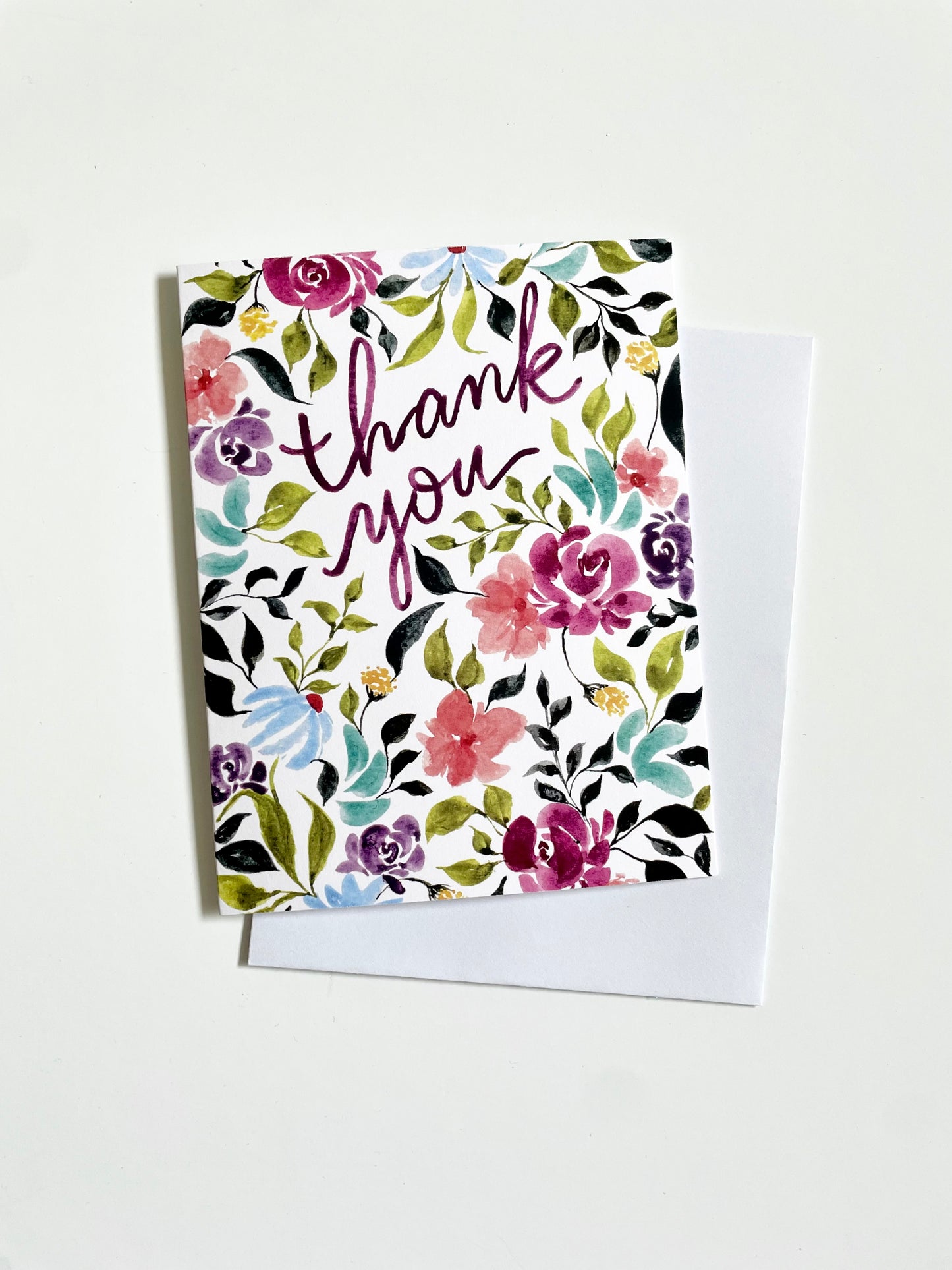Thank You Floral Watercolor Card