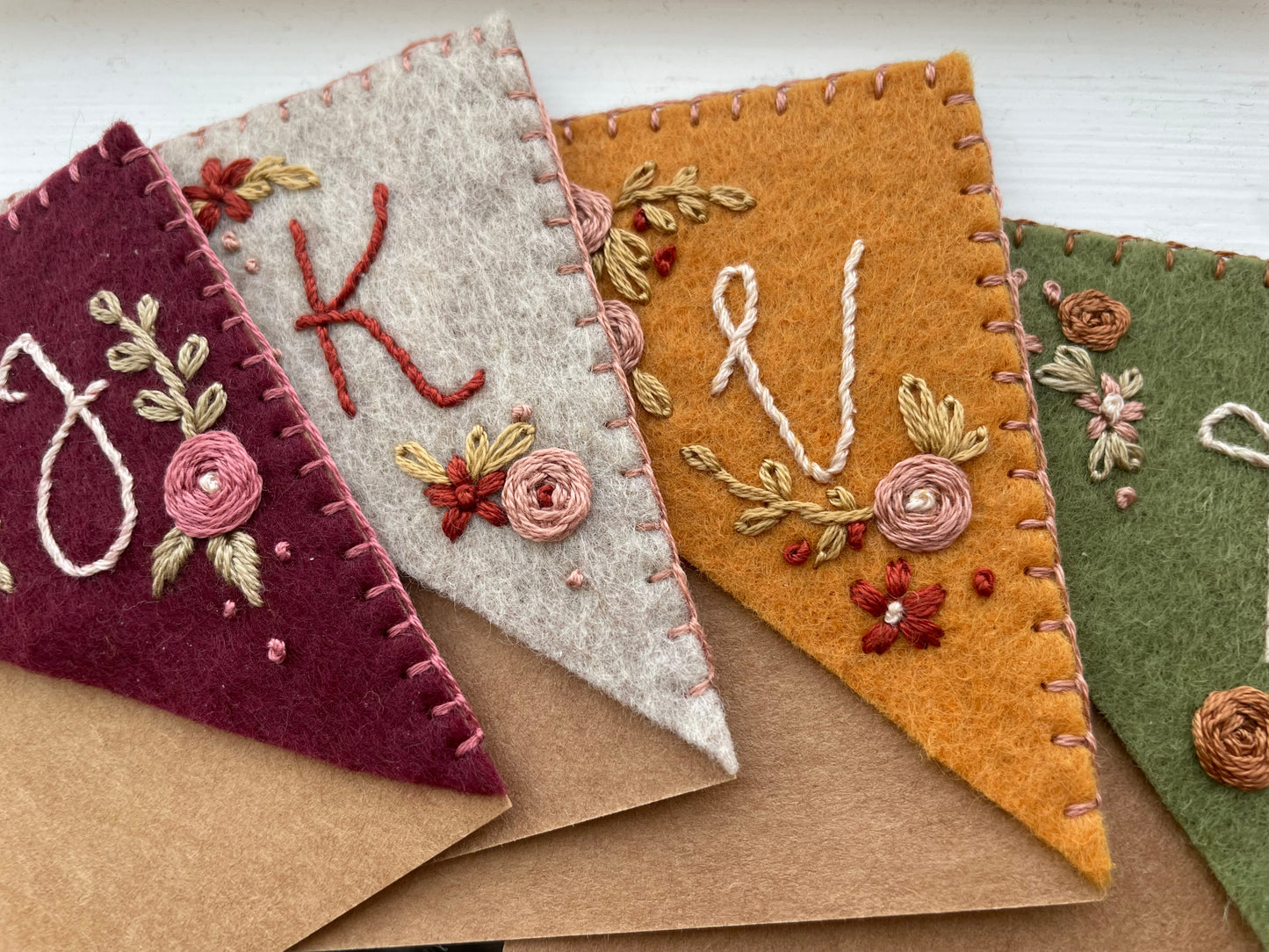 Mustard Embroidered Felt Bookmark