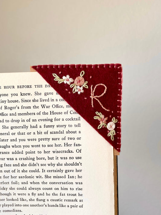Burgundy Embroidered Felt Bookmark