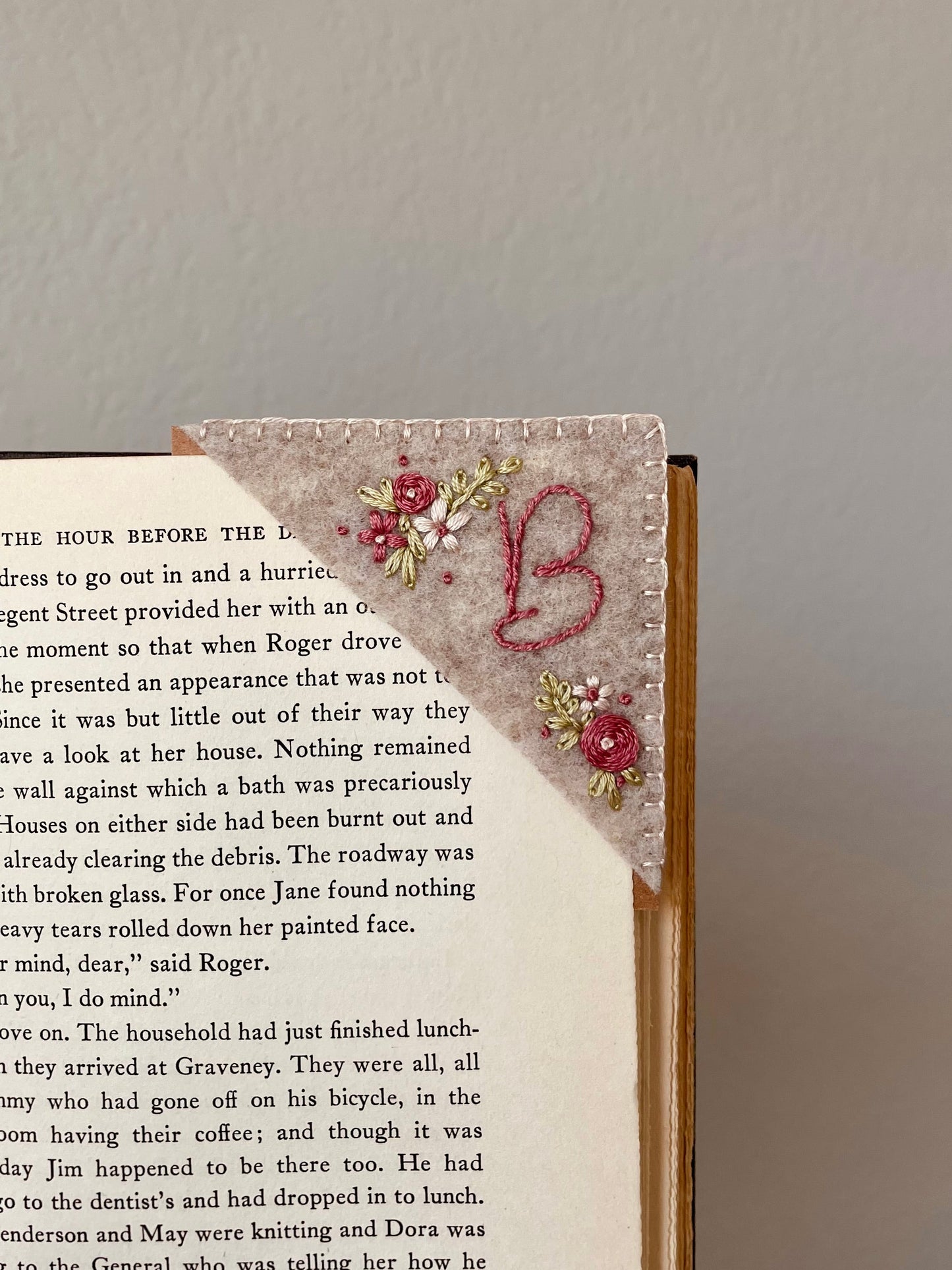 Beige Embroidered Felt Bookmark
