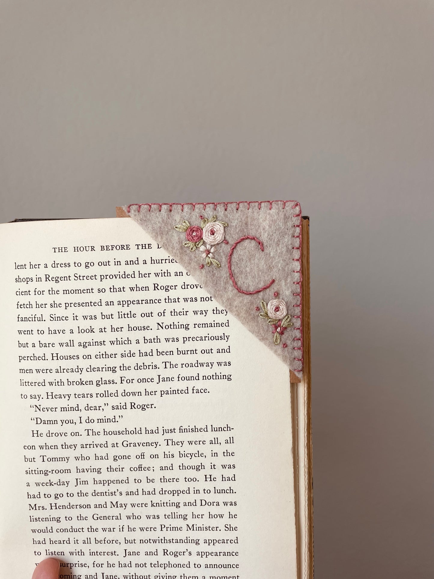 Beige Embroidered Felt Bookmark