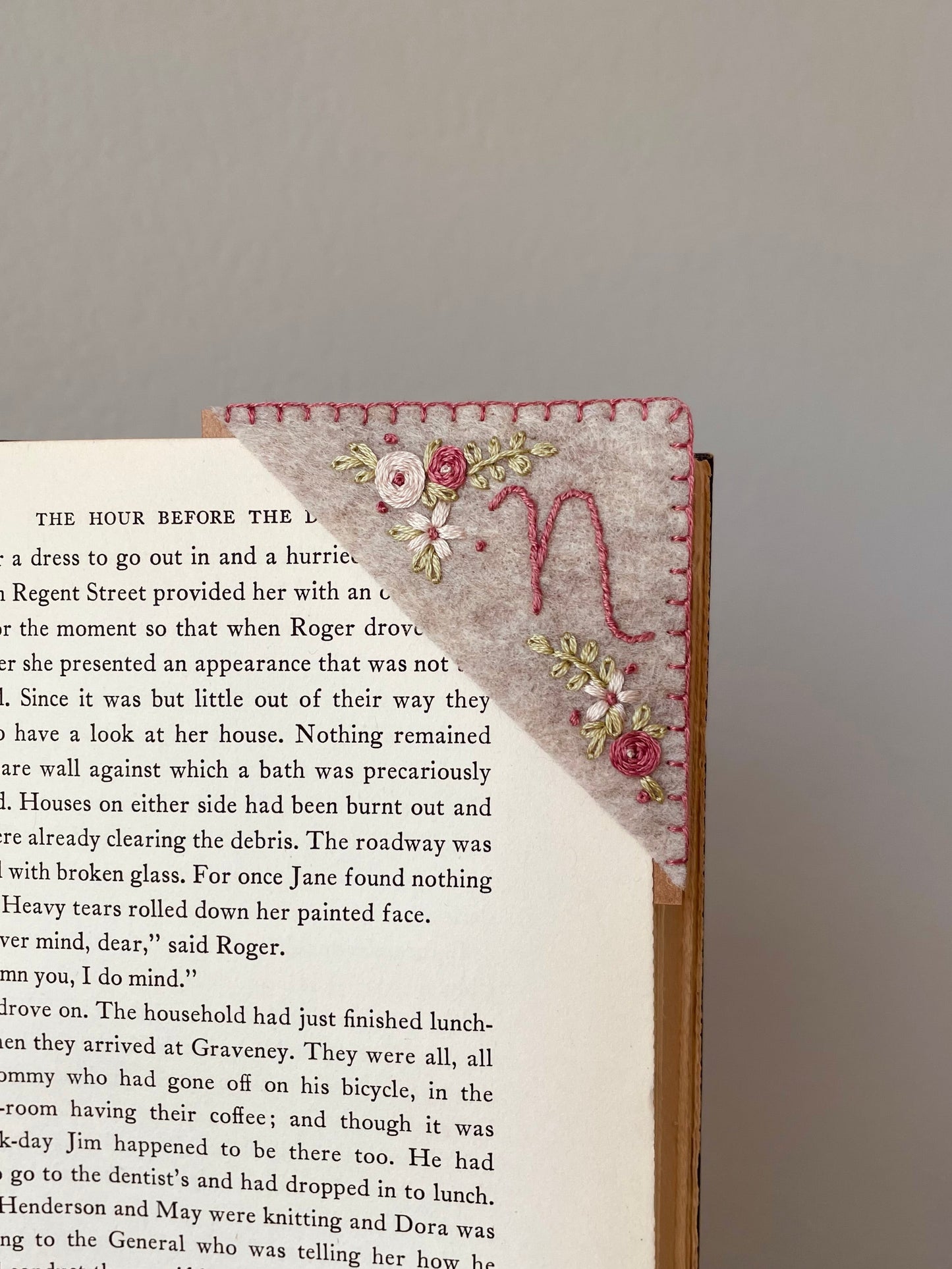 Beige Embroidered Felt Bookmark