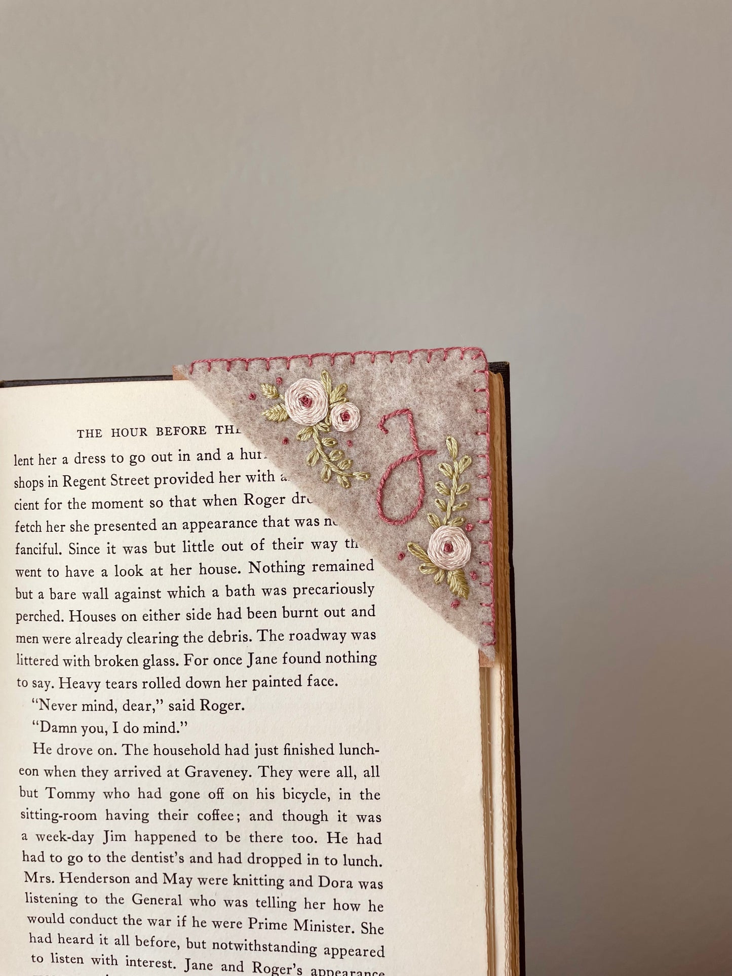 Beige Embroidered Felt Bookmark