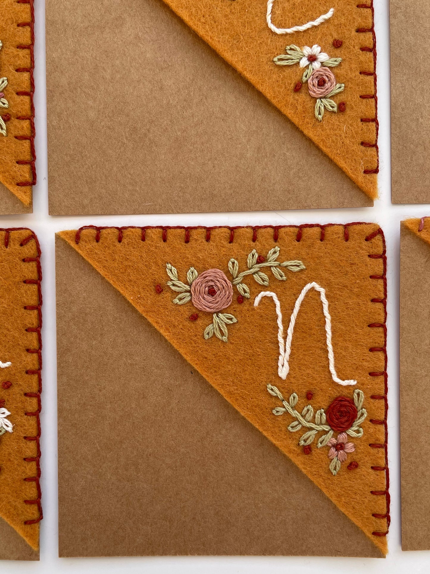 Mustard Embroidered Felt Bookmark