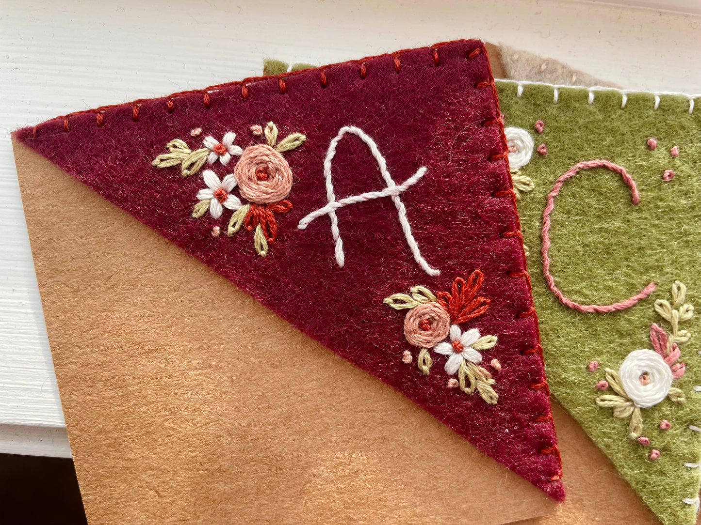 Burgundy Embroidered Felt Bookmark