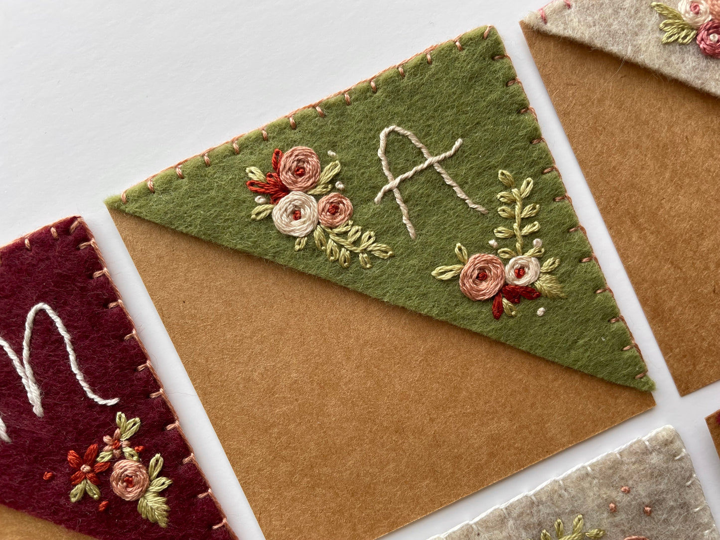 Green Embroidered Felt Bookmark