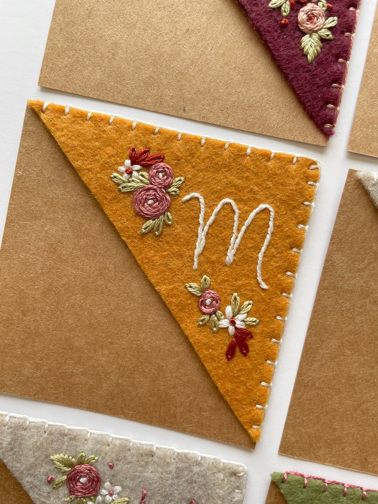 Mustard Embroidered Felt Bookmark