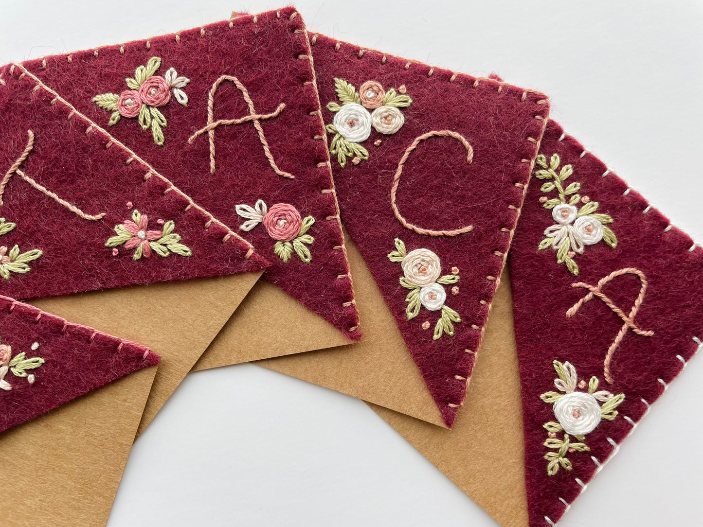 Burgundy Embroidered Felt Bookmark