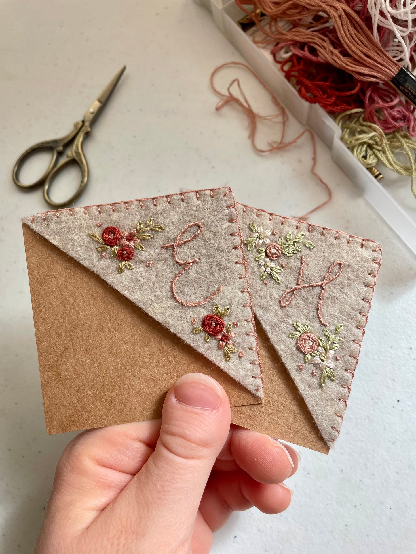 Beige Embroidered Felt Bookmark