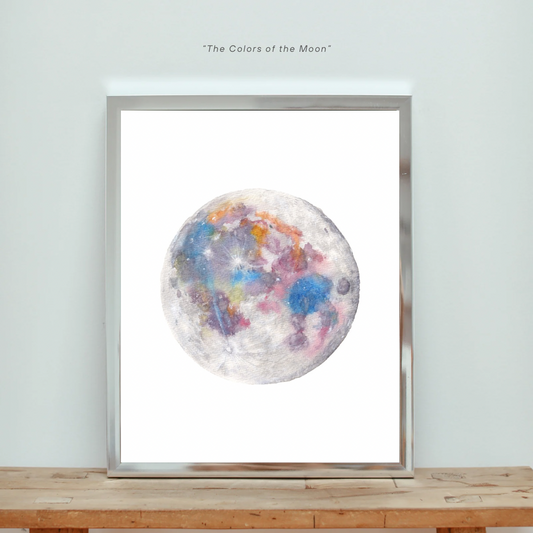 Colorful Moon Watercolor Print