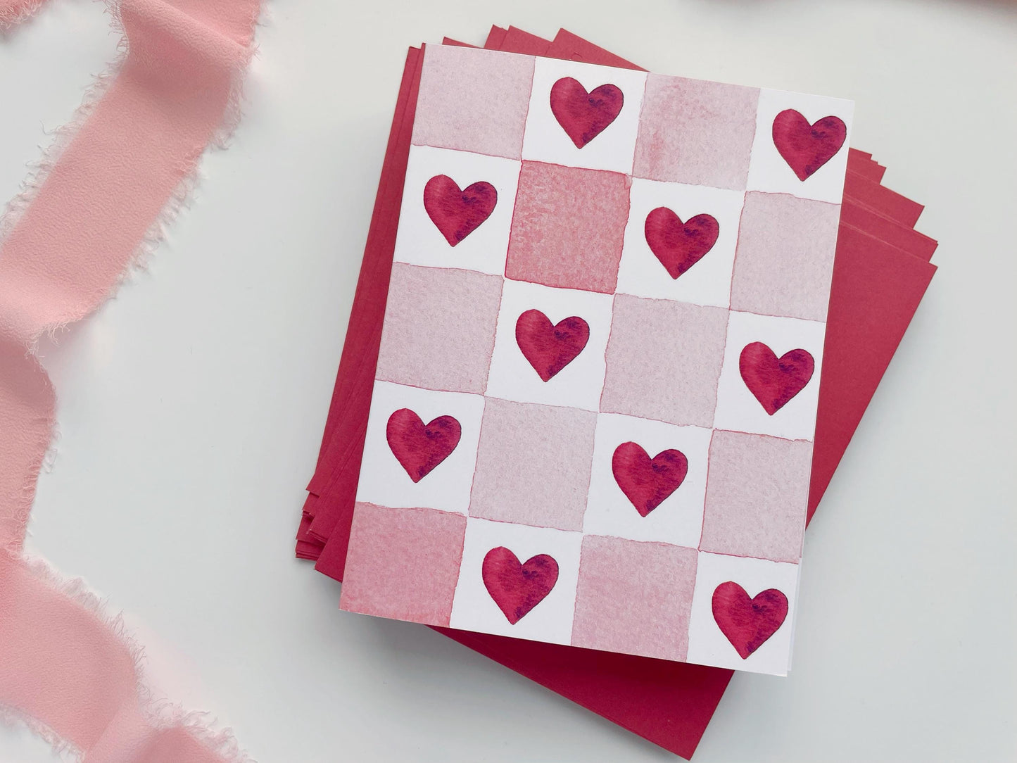 Checkered Hearts Valentine’s Card