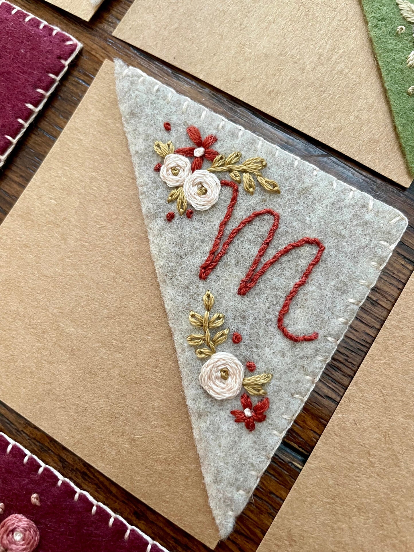 Beige Embroidered Felt Bookmark